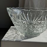 Large glass salad bowl with diamond points D30