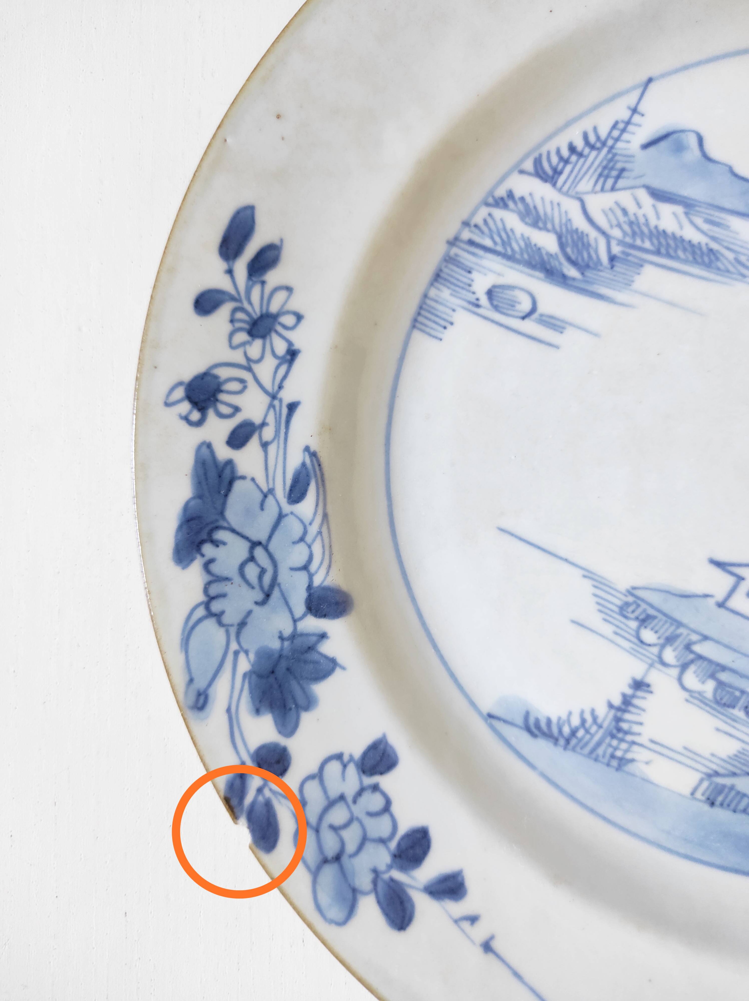 18th century blue and white Chinese plate