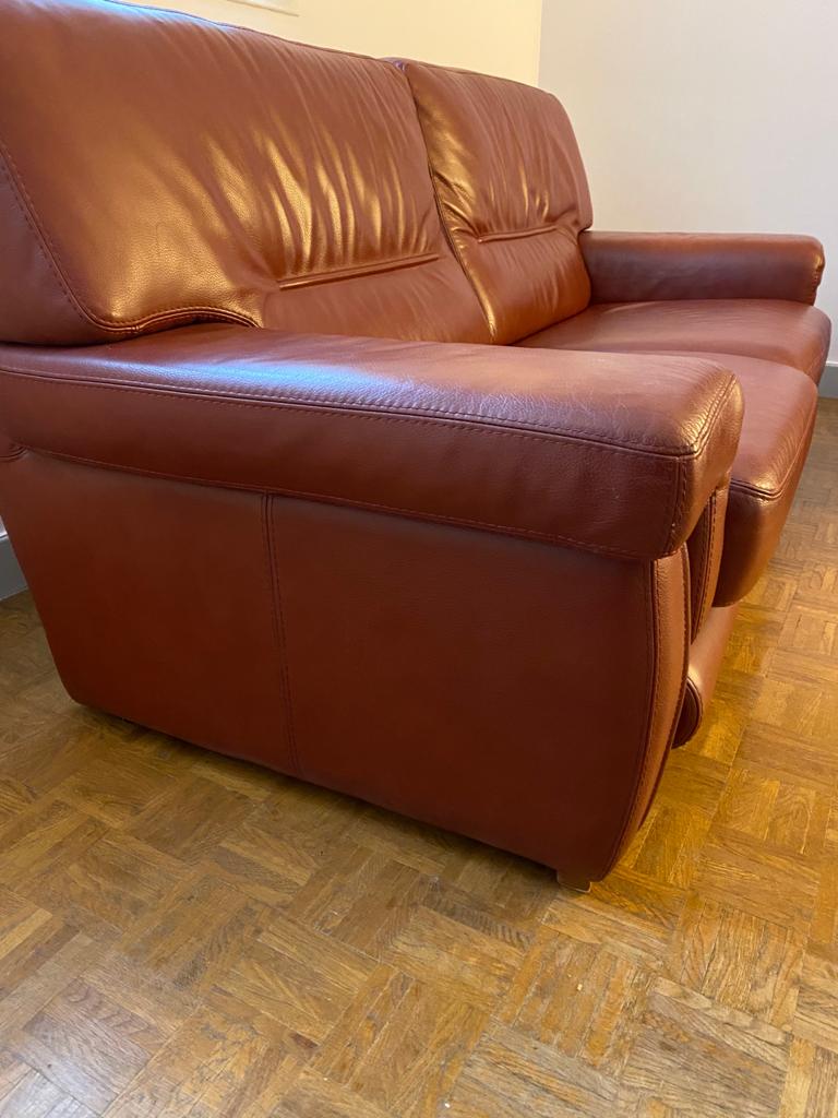 Full-flower 3-seater leather sofa