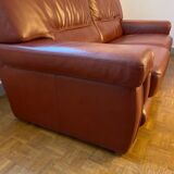 Full-flower 3-seater leather sofa