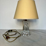 Twisted crystal lamp base signed Baccarat