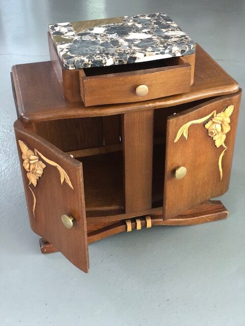 Bedside table marble top arts deco