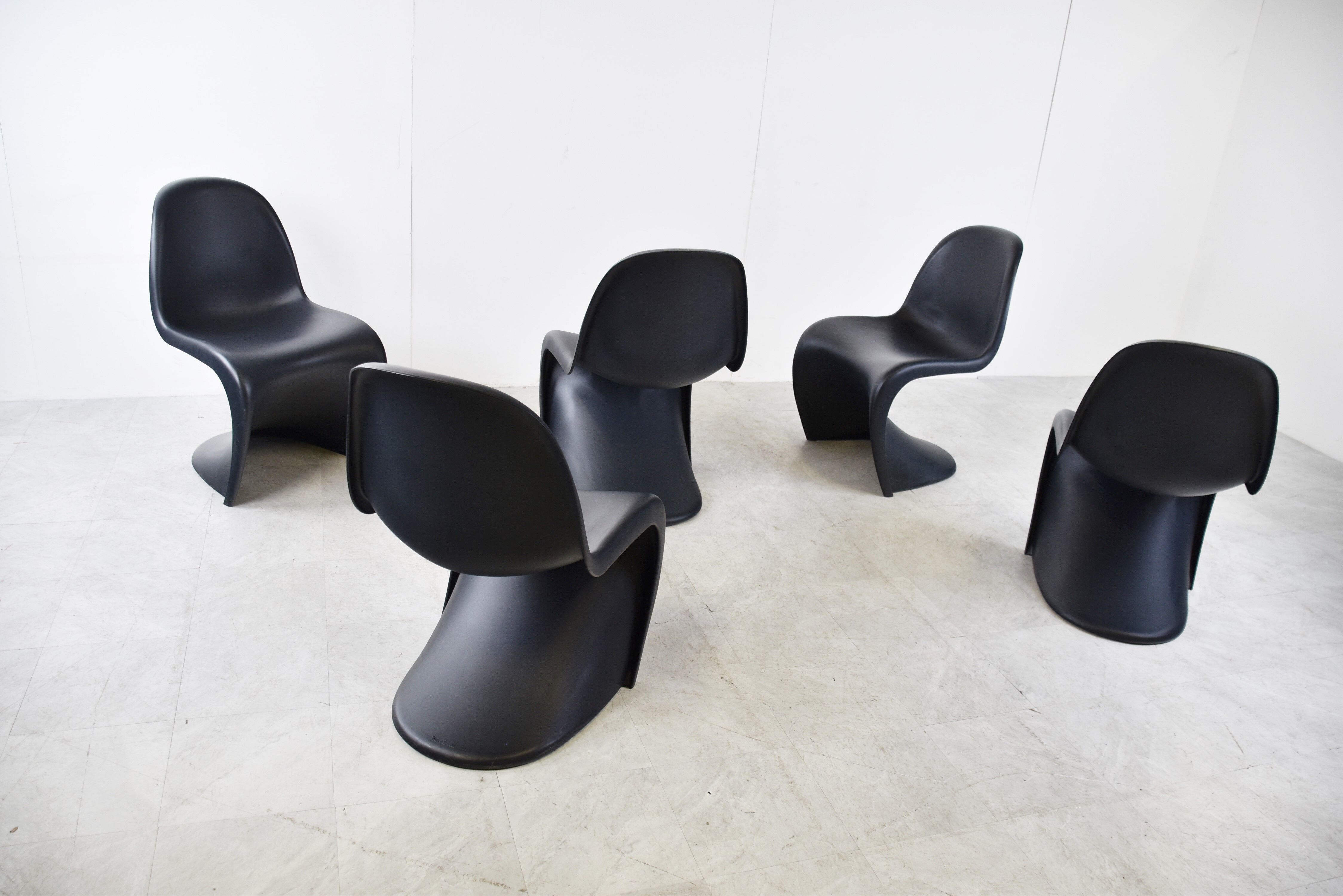 Black panton dining chairs, set of 8