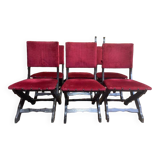 Suite de 6 chaises piètement X chêne