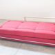 Vintage 1980s Eileen Gray Red Fabric and Metal Daybed