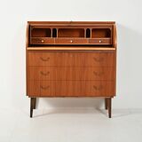 Secrétaire en teck scandinave avec tambour coulissant