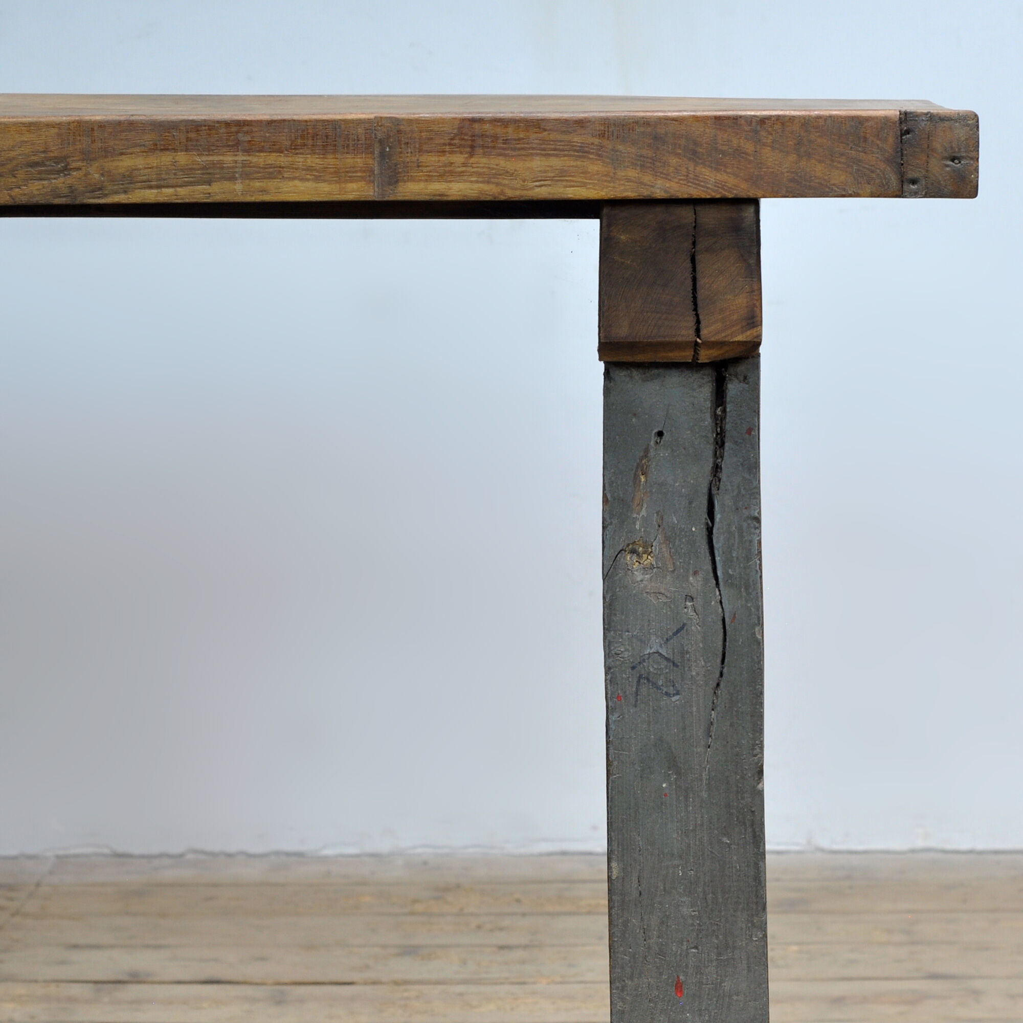 Industrial oak work table, circa 1950