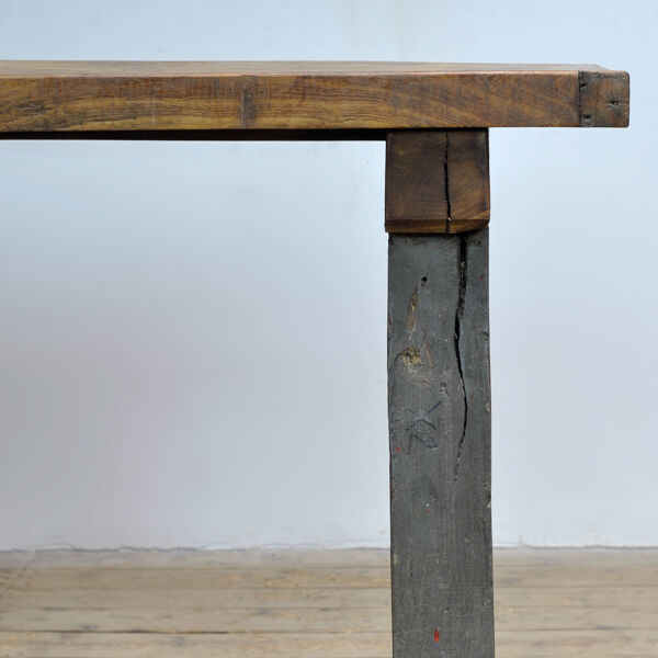 Table de travail en chêne industriel, vers 1950