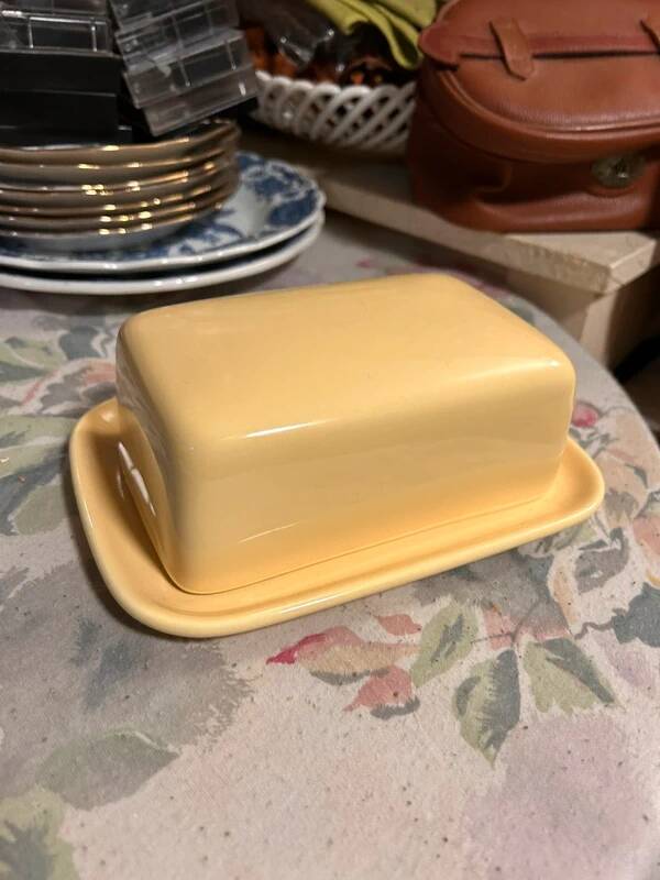 Yellow butter dish