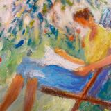 Huile sur toile peinture authentique et signée Claude Fossoux 64,5x56 cm avec cadre