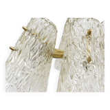 J.T. Kalmar Lustre in Brass, with Textured Glass Shade in Cone Shape, Austria, 1950