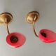 Pair of 60s sconces in brass and opaline