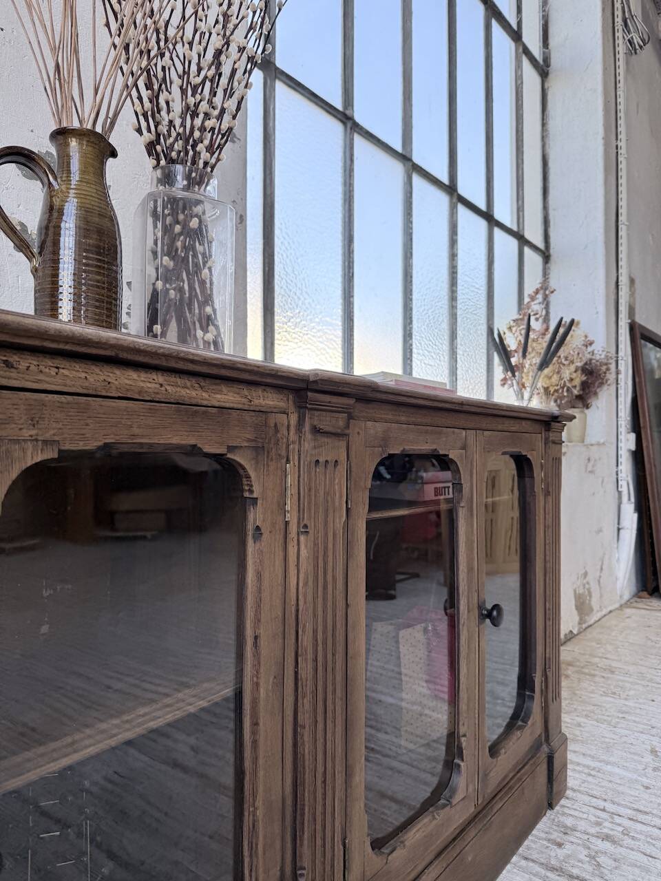 Enfilade display cabinet, solid oak, 1920.