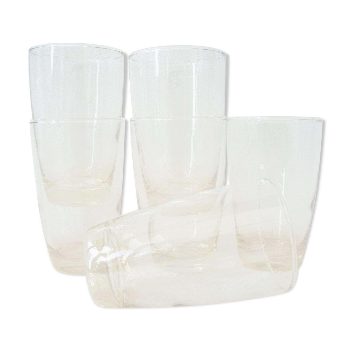 Set de 6 verres à eau jaunes vintage