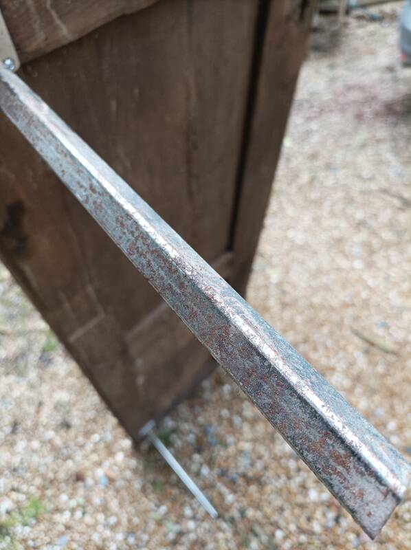 Solid wood living room coffee table with patinated chrome metal legs