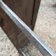 Solid wood living room coffee table with patinated chrome metal legs