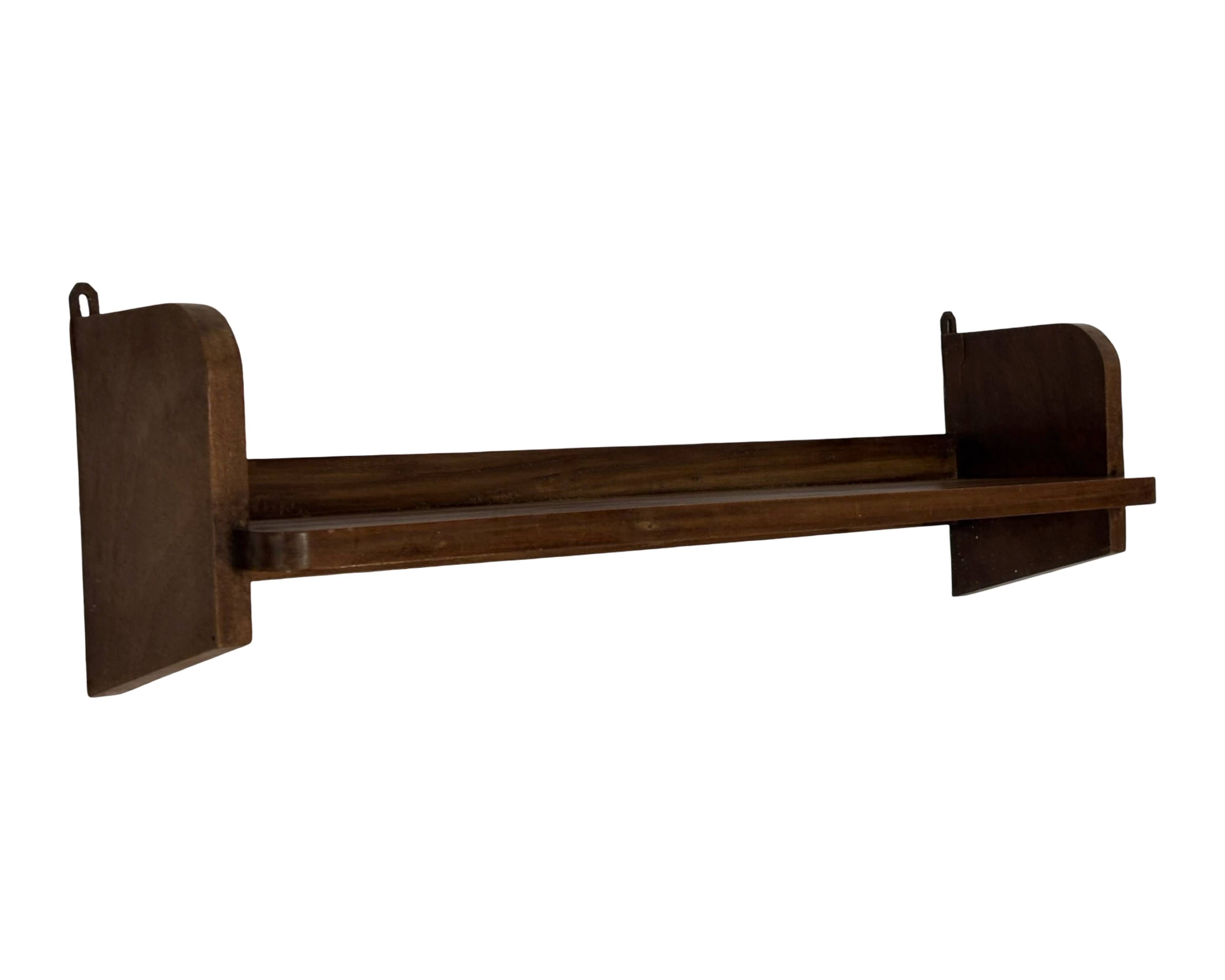 Vintage wooden wall shelve rack bookshelf in oak wood minimalist