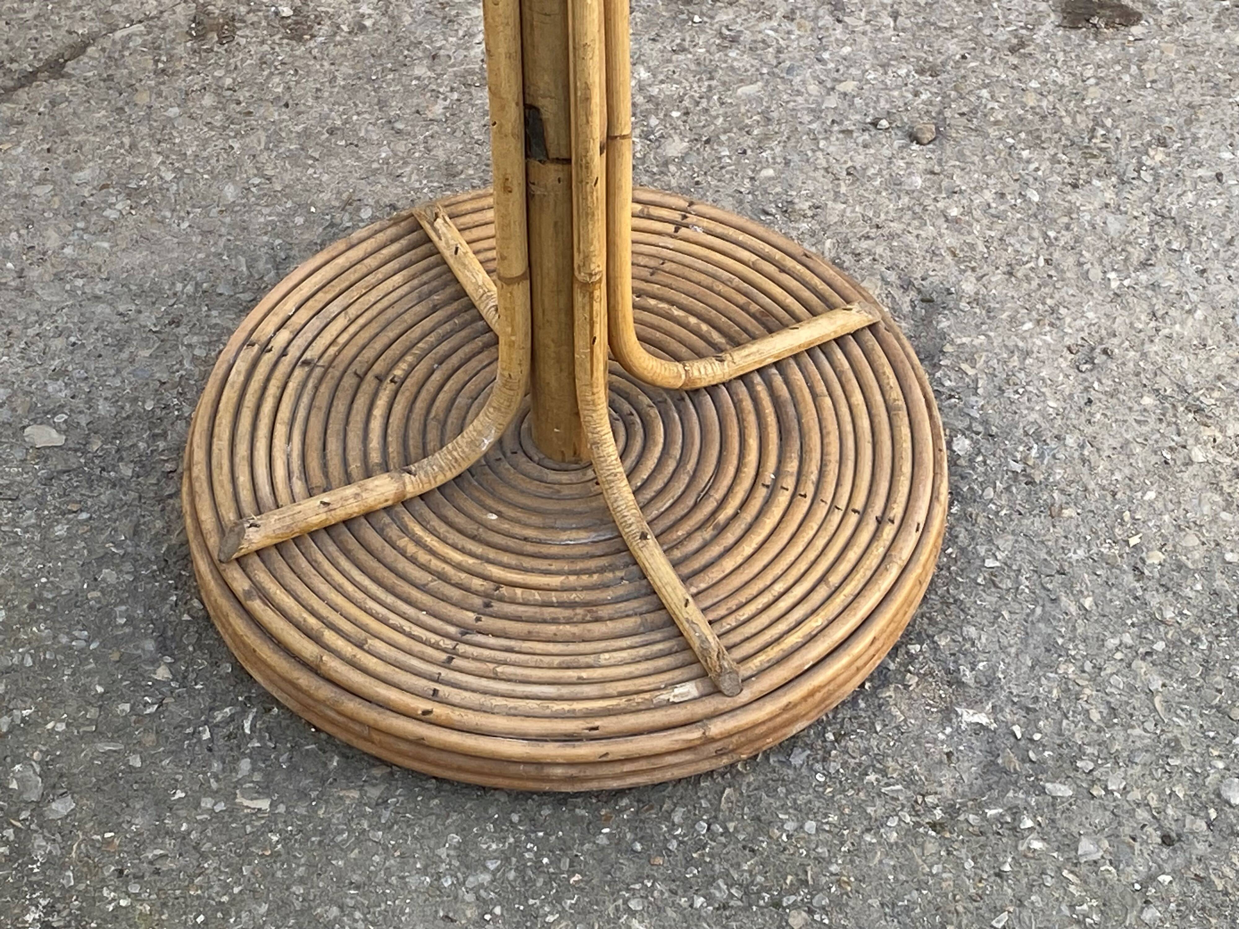 Vintage 1970s rattan parrot coat rack
