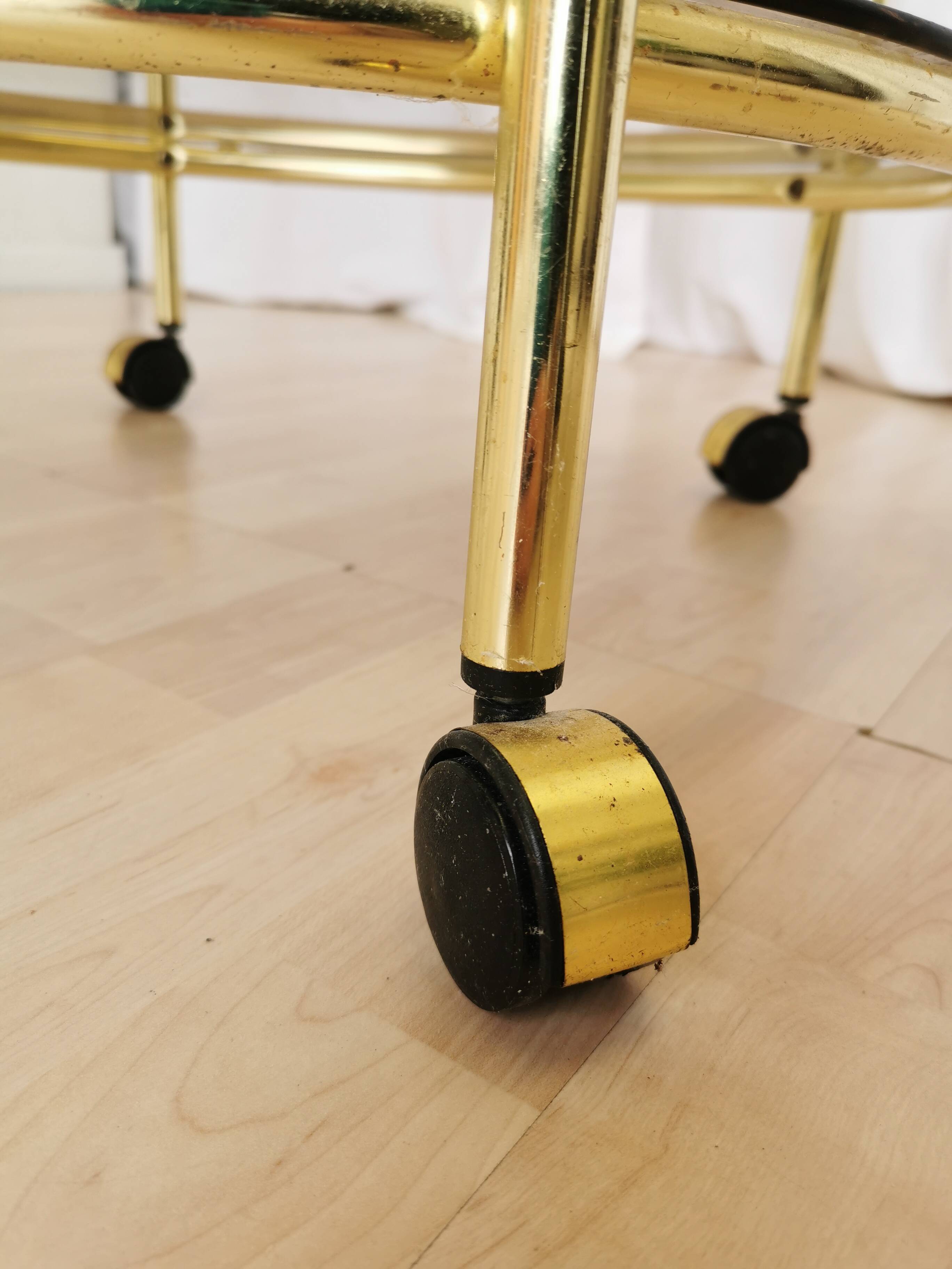 Vintage Smoked Glass Serving Trolley: 1970s Mid-Century Modern Bar Cart