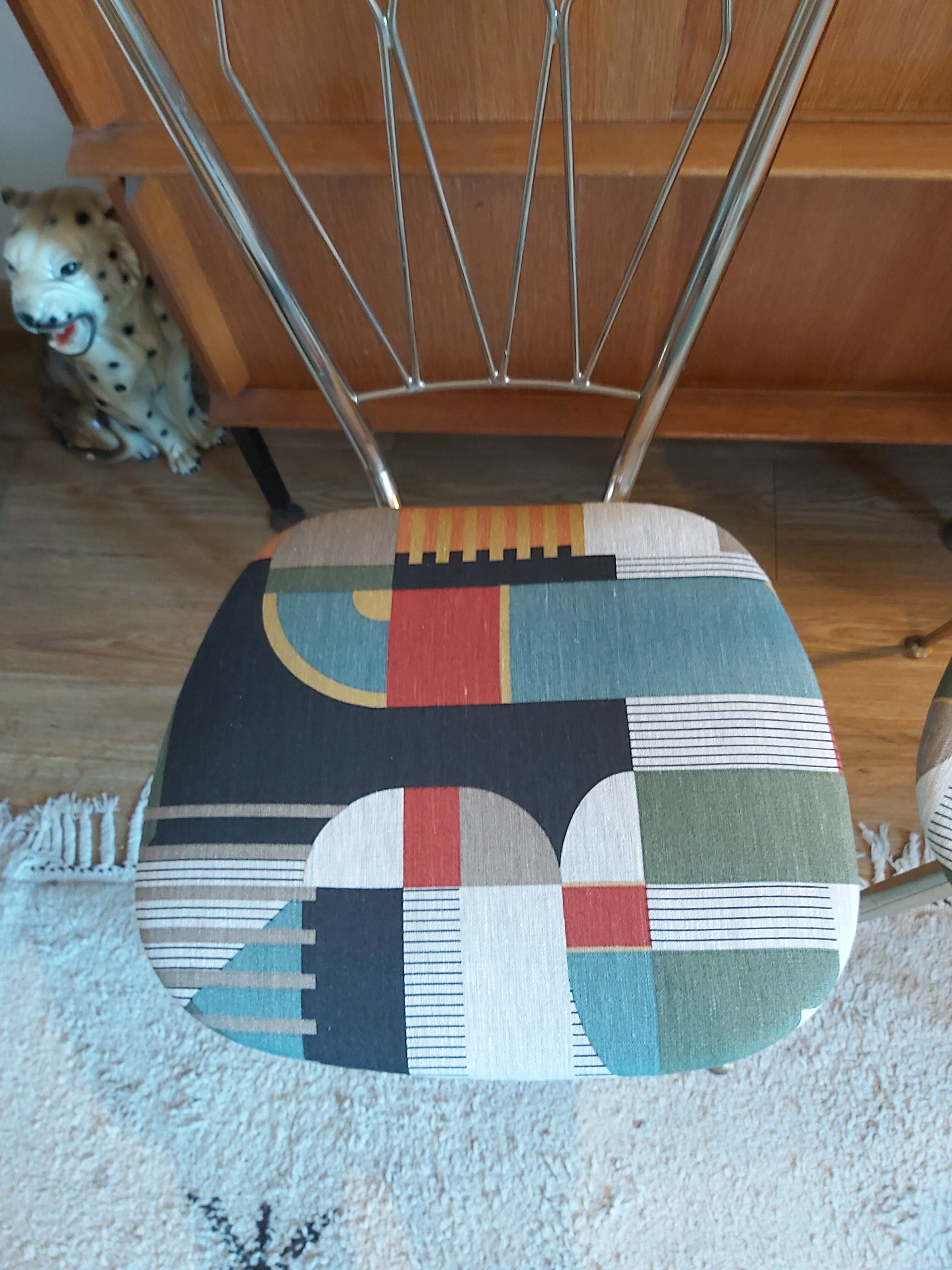 Pair of chairs in gold metal 50s