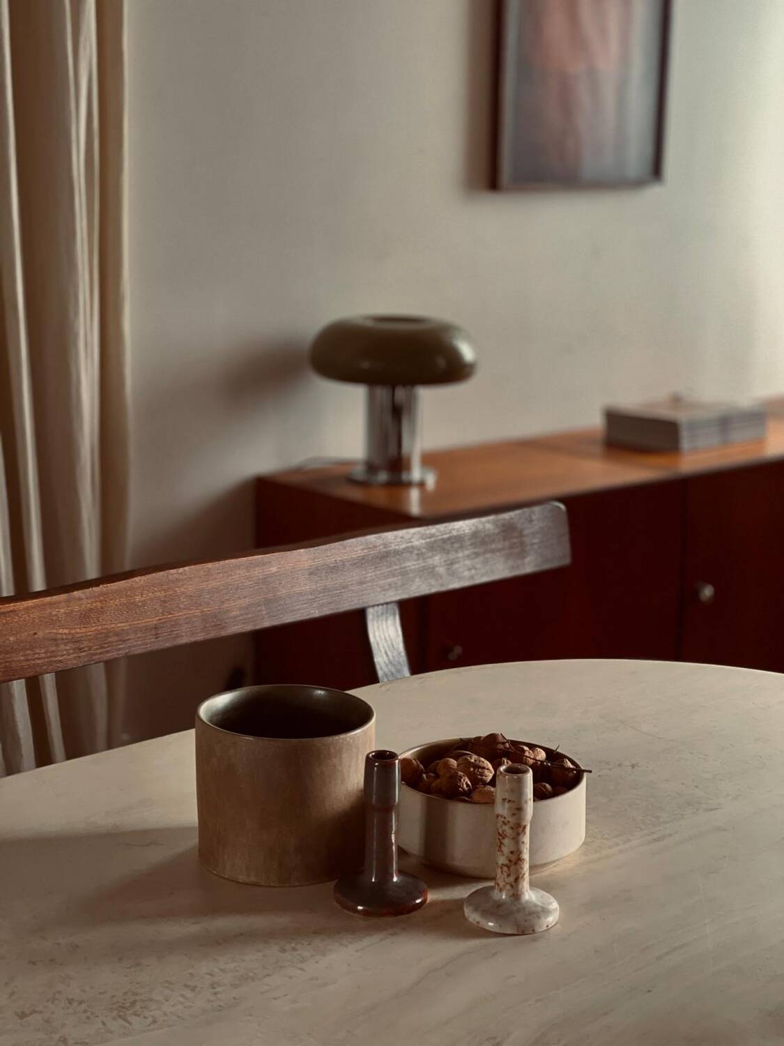 Table à manger Roche Bobois en travertin italien – Années 70/80