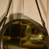 Black leather mirror by Jacques Adnet 1950s