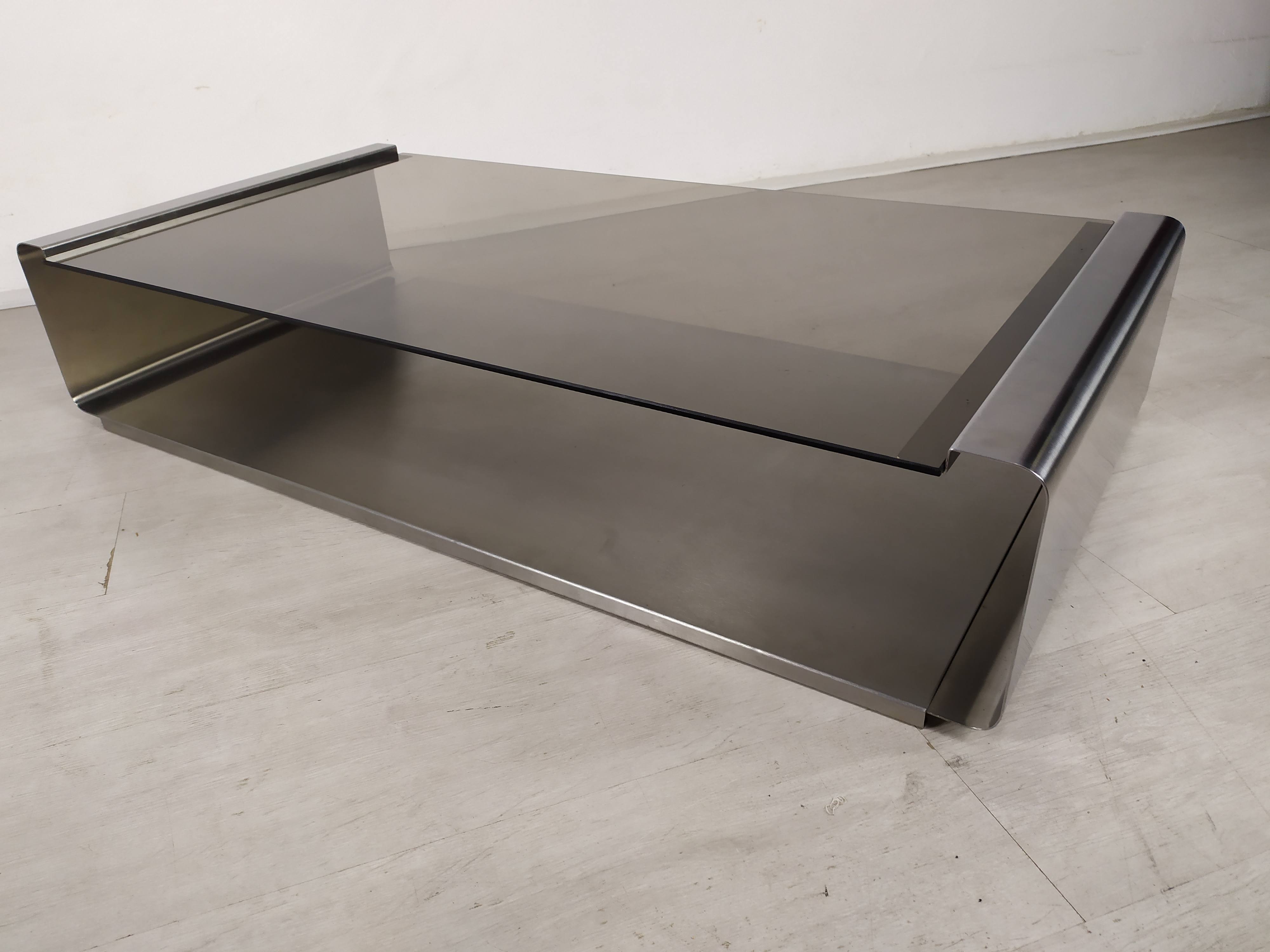 Stainless steel coffee table design Roche Bobois