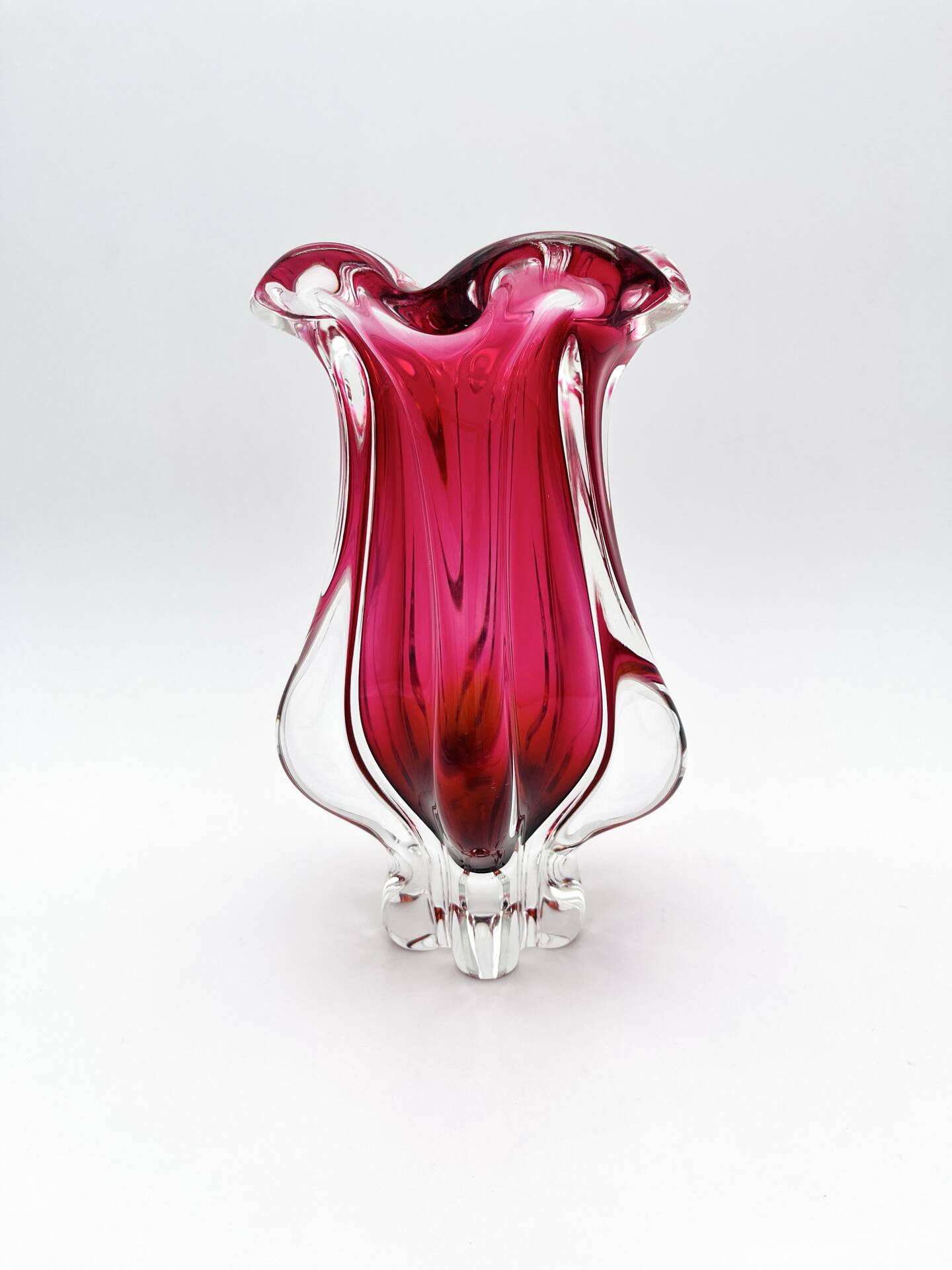 Organic Art Vase Josef Hospodka - Sommerso Ruby/Mandarin