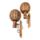 Pair of wall lights, rattan, 1950