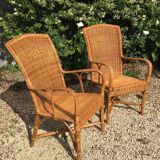 Pair of rattan armchairs