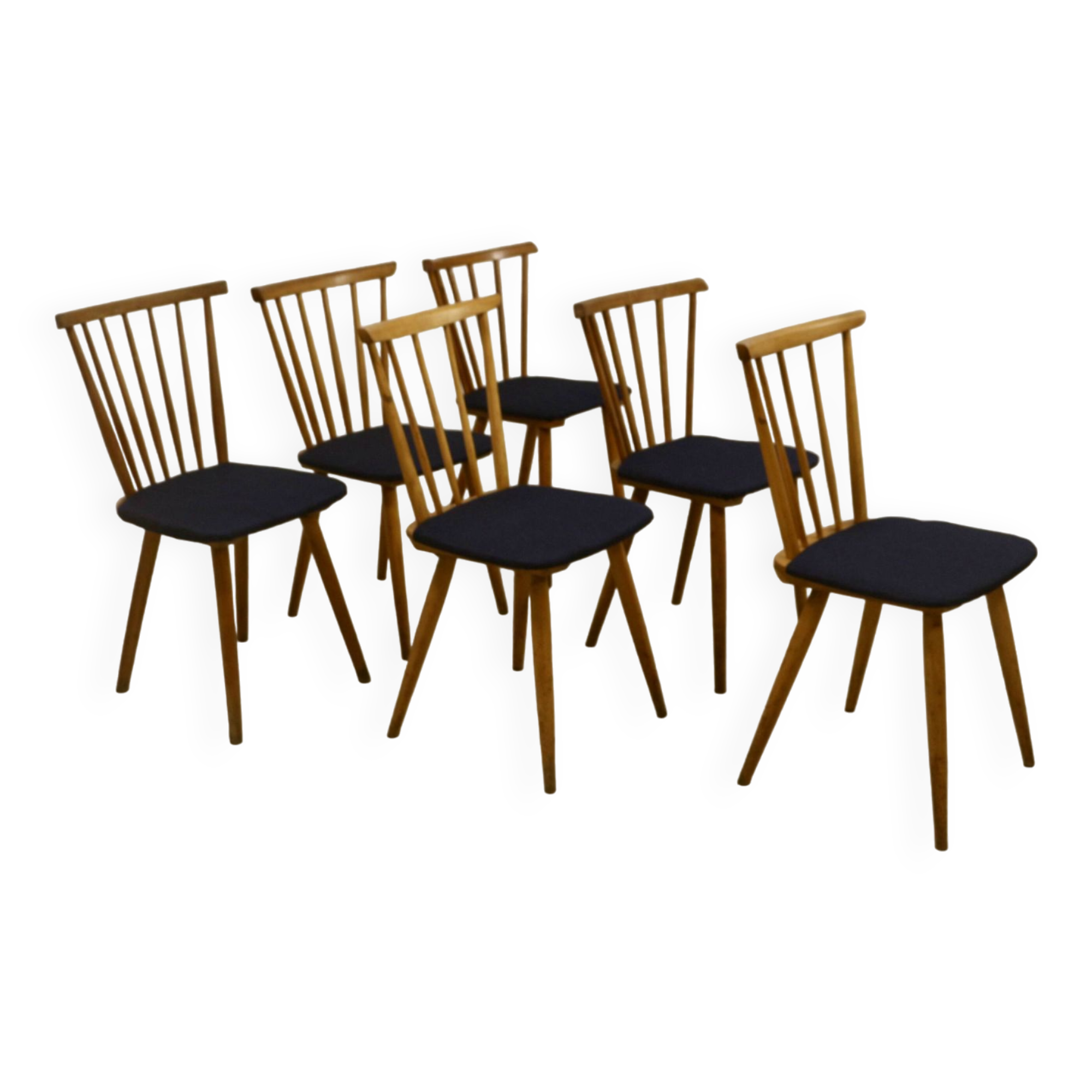Set of 6 vintage Scandinavian chairs with bars from the 60s. Ref SINNO