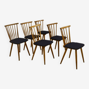 Lot de 6 chaises vintage scandinave à barreaux année 60.Ref SINNO