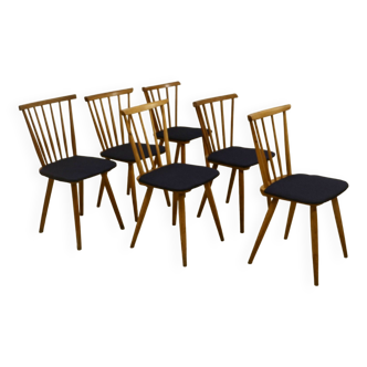 Lot de 6 chaises vintage scandinave à barreaux année 60.Ref SINNO