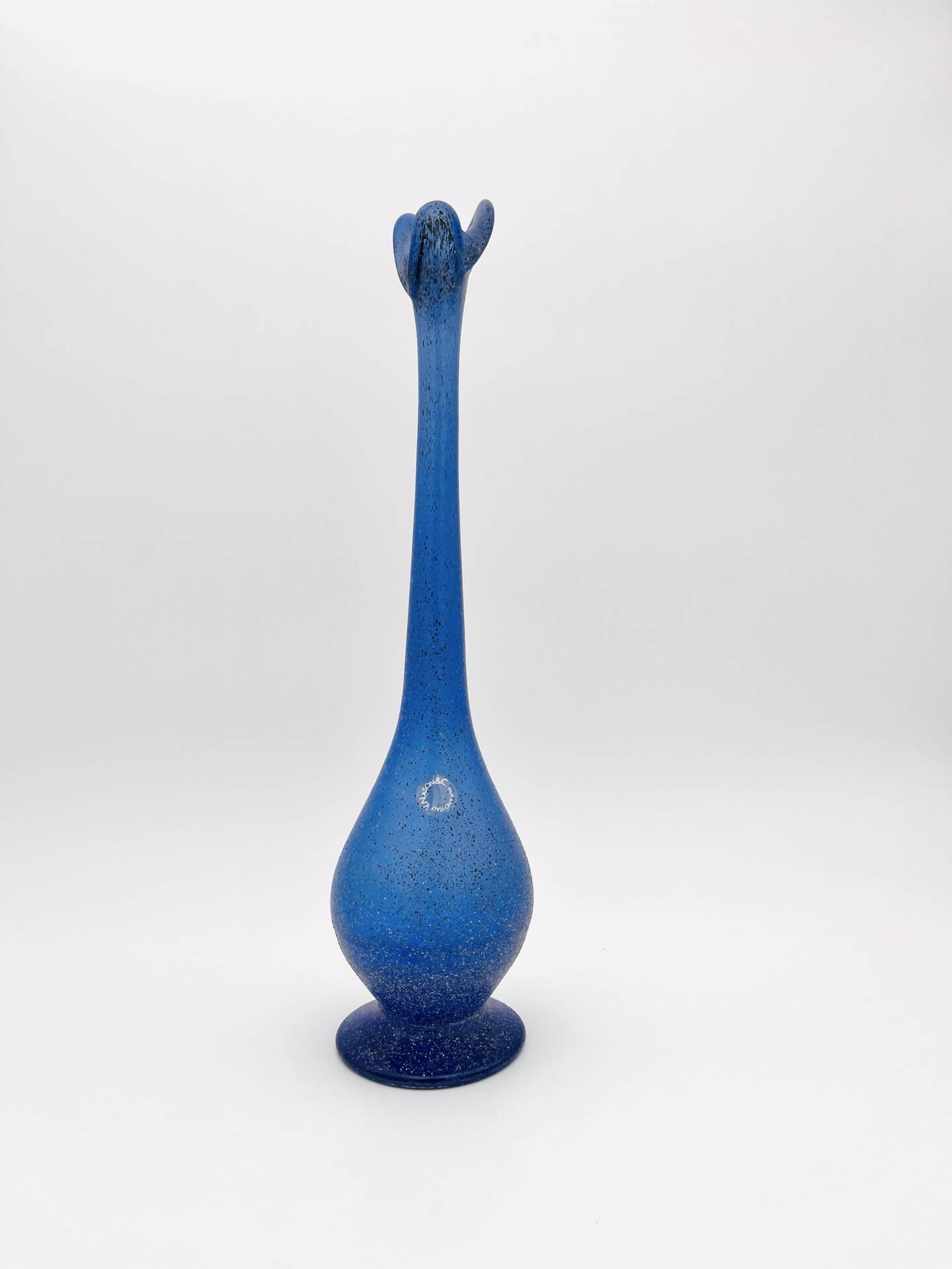 Murano Soliflore Vase V Nason C Cobalt Blue Frosted 38cm Label
