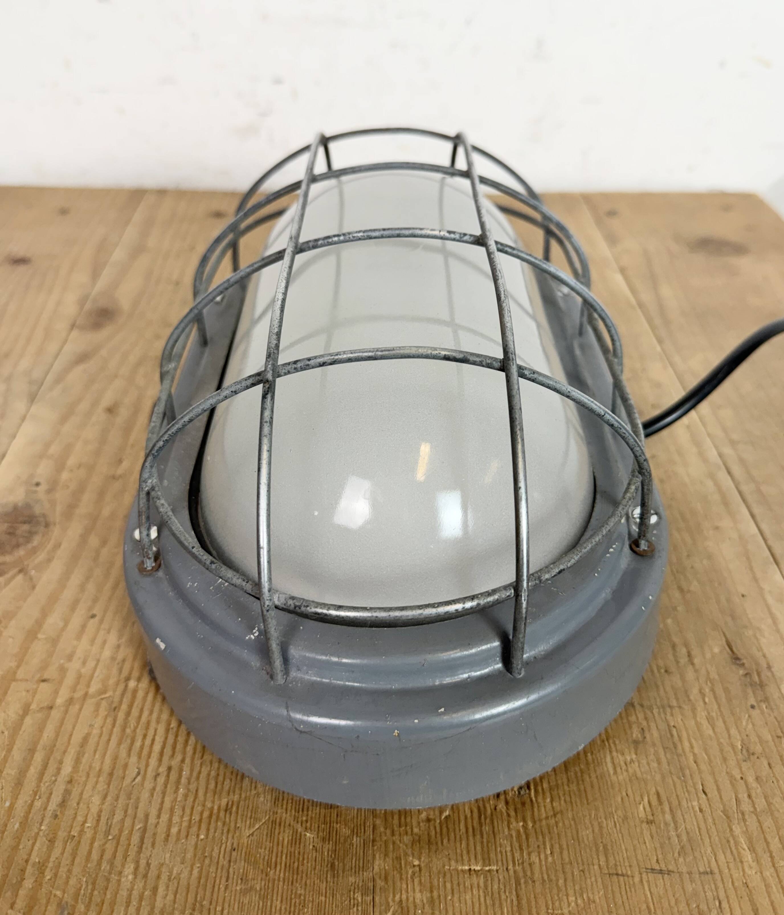 Industrial Grey Wall Light with Milk Glass, 1970s