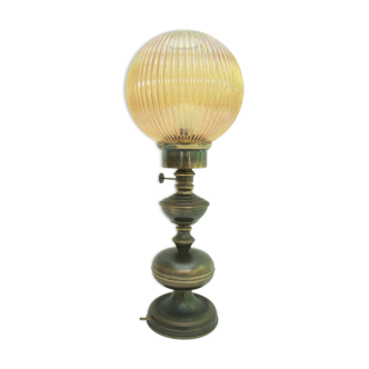 Ancient brass lamp and glass