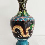 Chinese partitioned enamel vase decor dragons