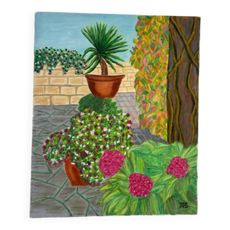 Modernist painting of plants in oil.