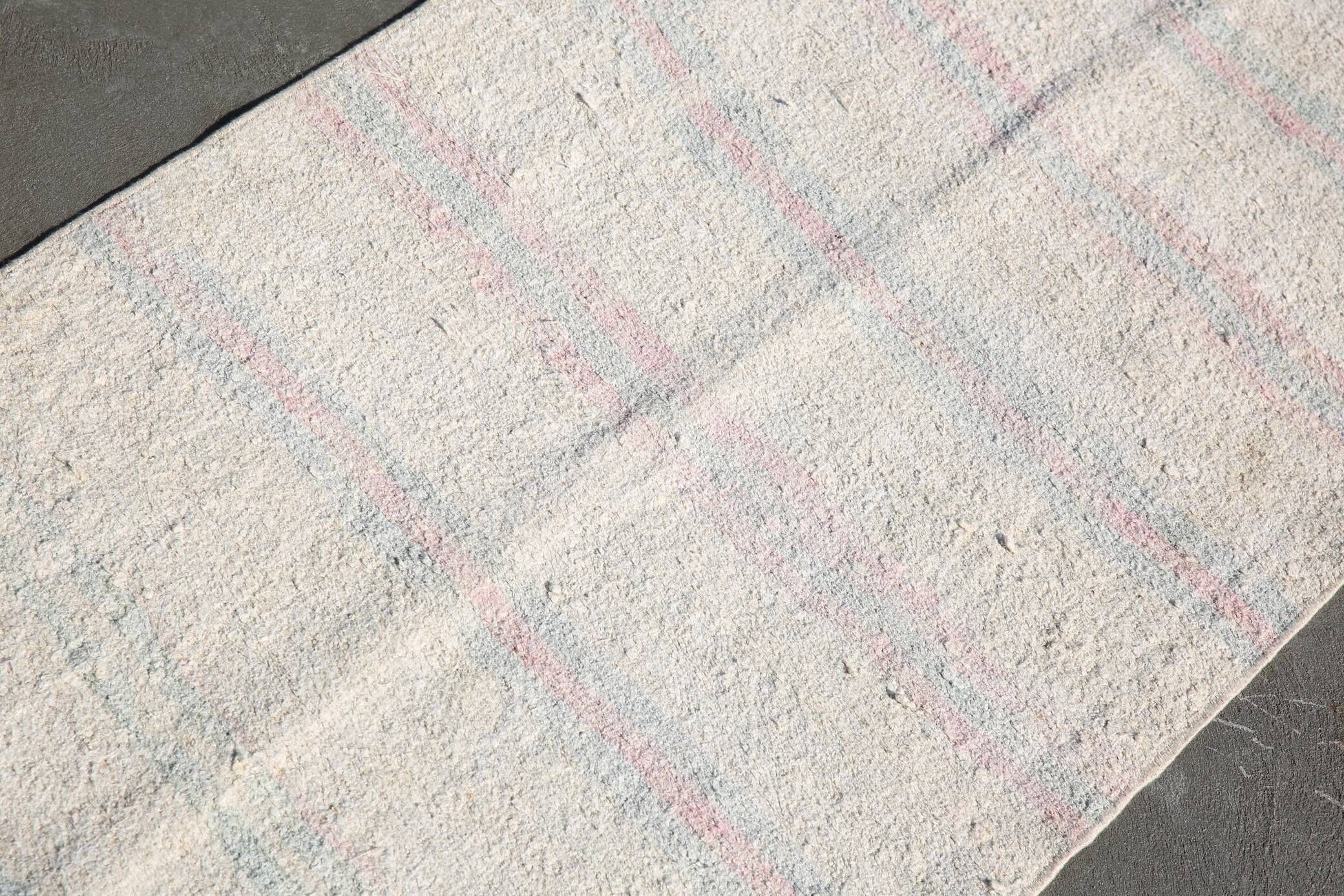 3x9 Soft Pink & Beige Turkish Woven Oushak Runner Rug, 79x266 Cm