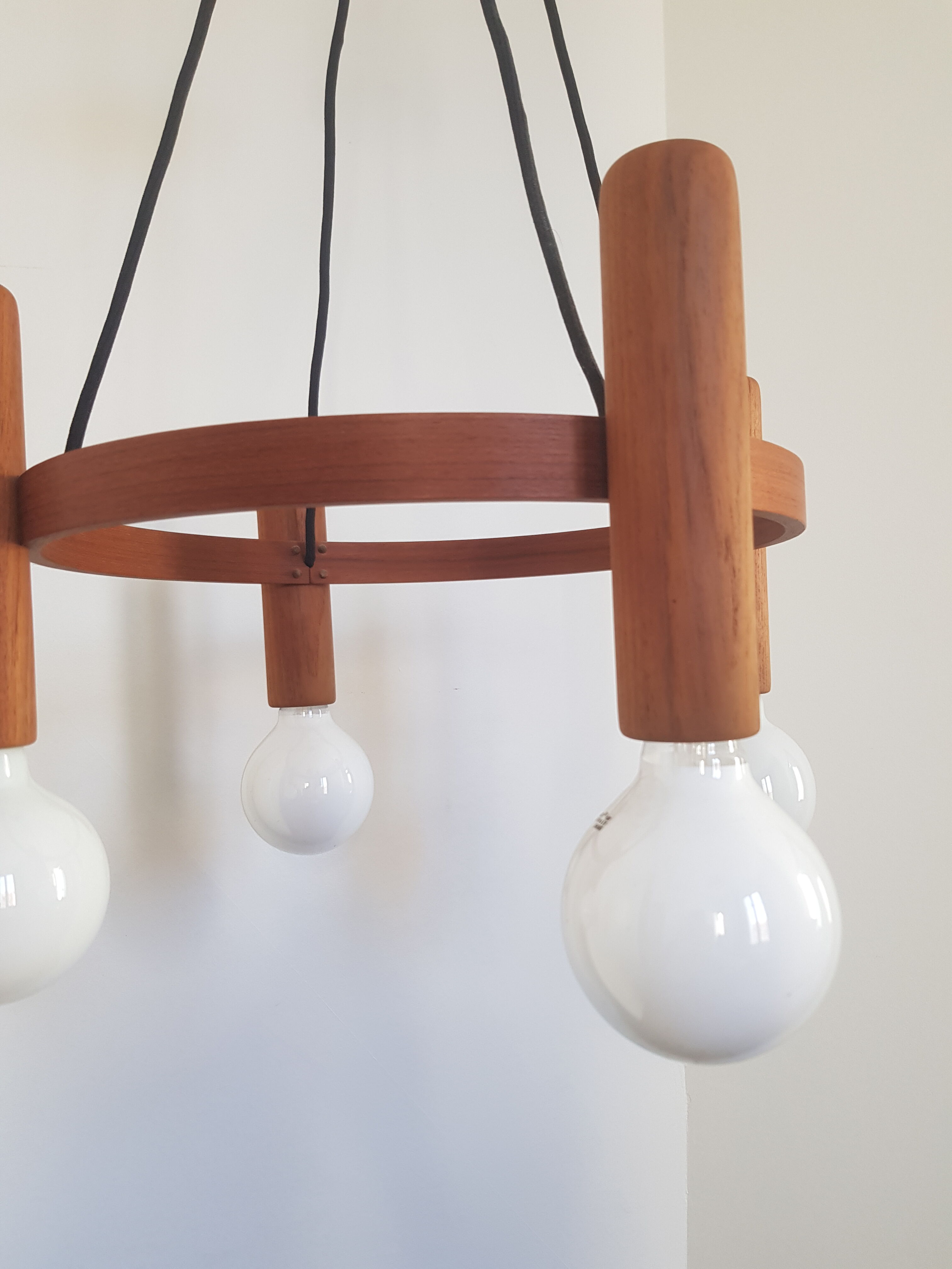 Vintage teak pendant light