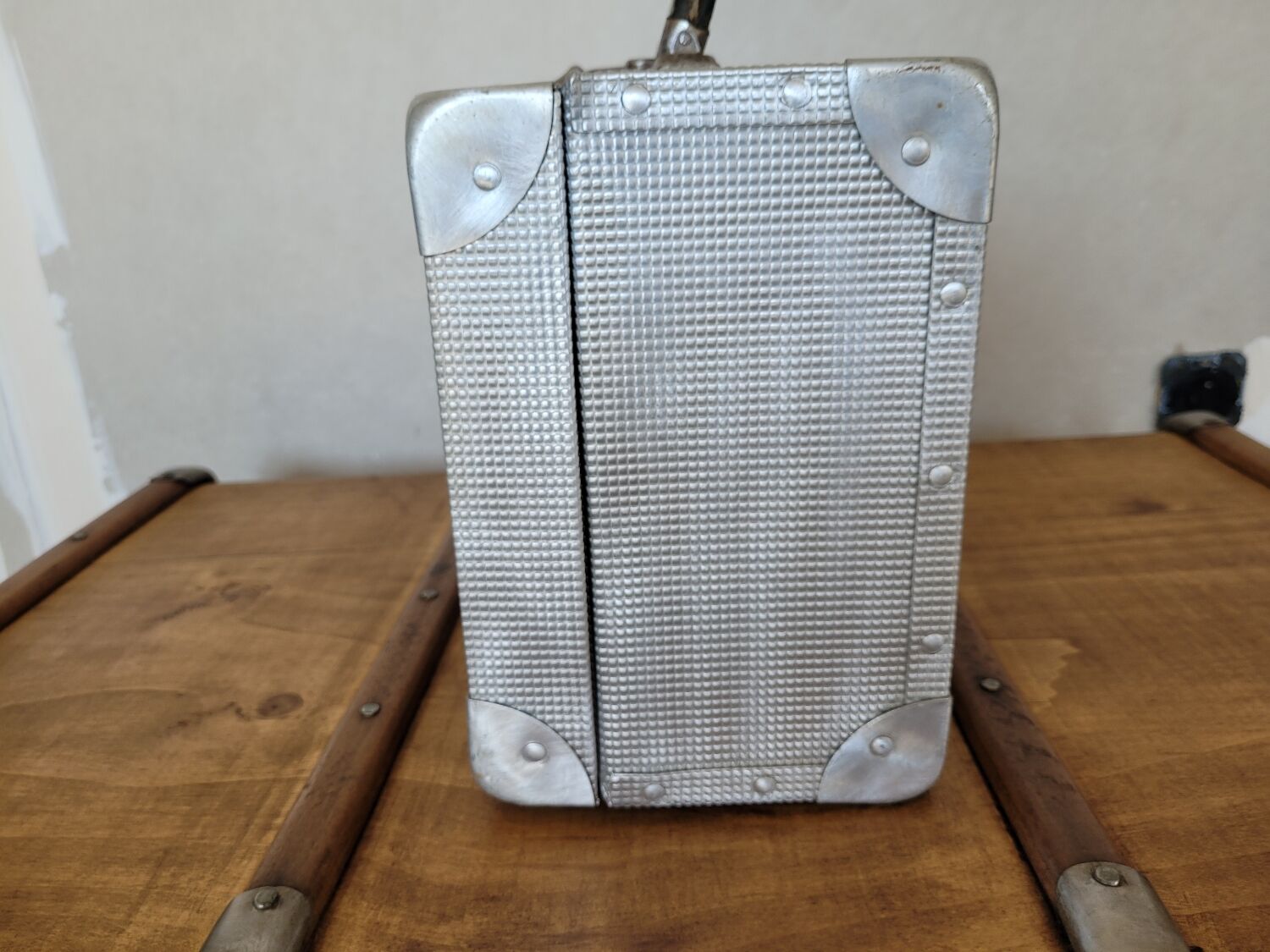Antique metal suitcase