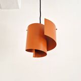 Light orange swirl shaped pendant or ceiling lamp by Simon P. Henningsen for Lyfa, Denmark 1960's