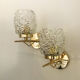 Pair of glass and brass wall lamps