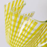 Pair of "Gingham" Chance Brothers cups with yellow checkered pattern and wavy edges.