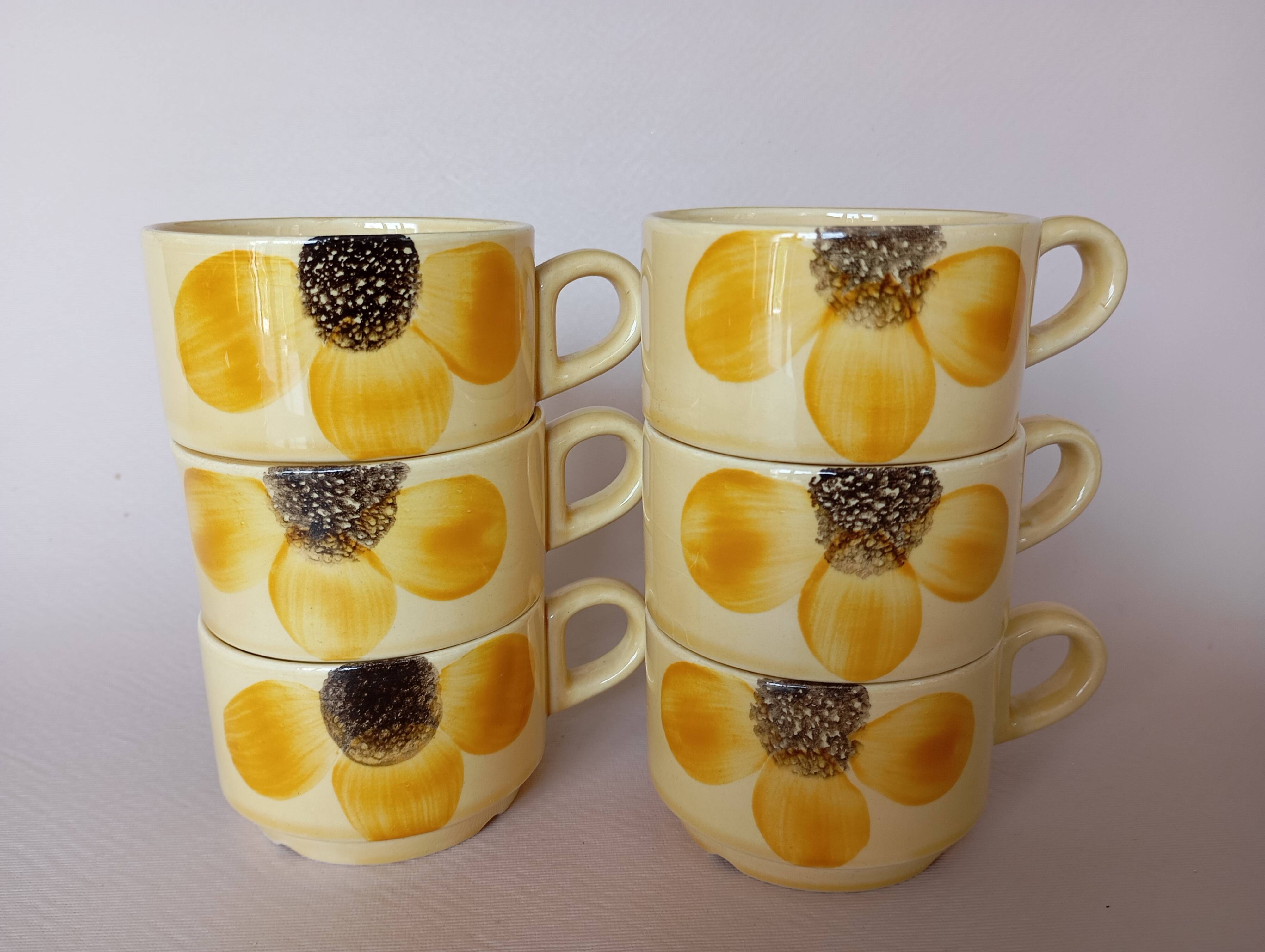 6 Gien "Sun" coffee cups
