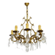 Bronze cage chandelier with glass pendants, 8 lights. tassel chandelier. 60s