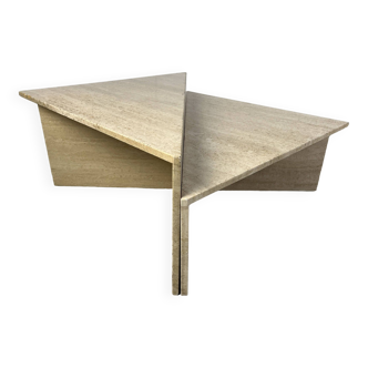 Up & Up travertine triangular coffee tables, 1970s