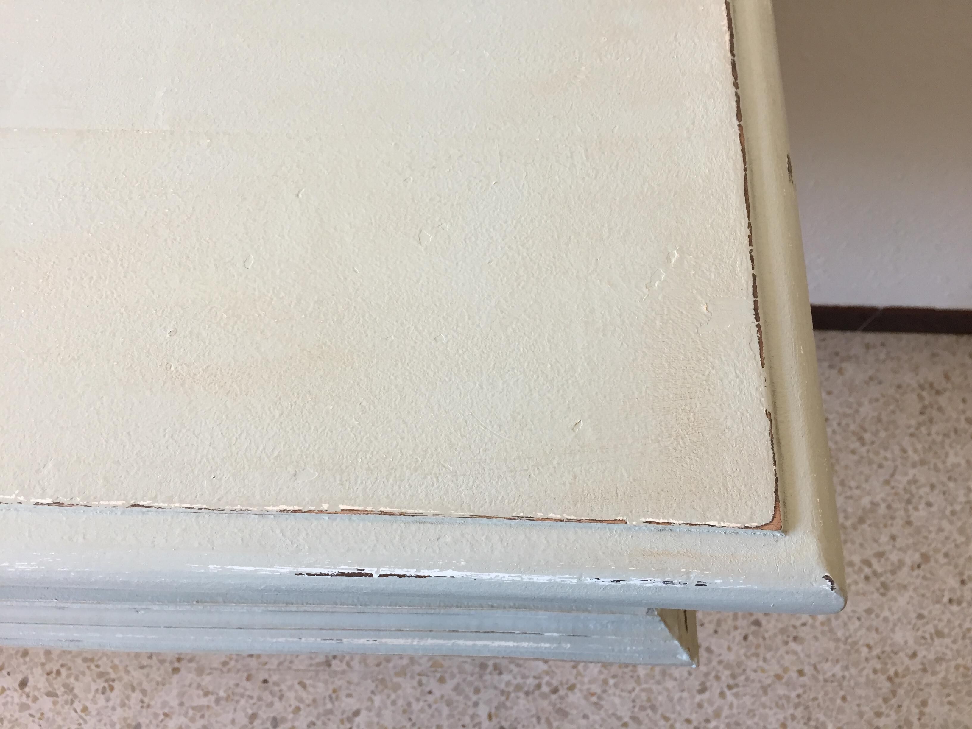 Beautiful console in gray-green patinated wood