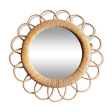 Miroir soleil en rotin