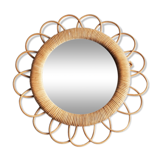 Miroir soleil en rotin